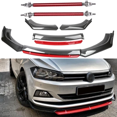 Front Bumper Splitter Spoiler Body Kit Carbon Fiber Rods For Volkswagen Rabbit Foto 1 de 4