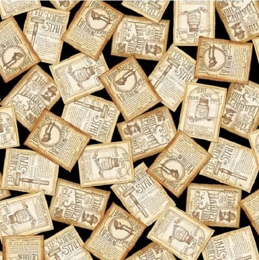 LIQUIDACIÓN - TELA DE ETIQUETAS/ANUNCIOS DISPERSOS 'A CLOSE SHAVE' - TESOROS ACOLCHADOS Foto 1 de 1