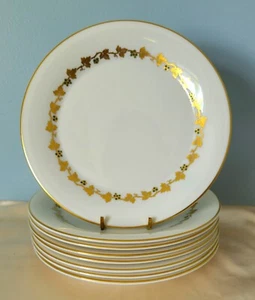 8 Castleton Rare "Golden Melody" Dessert Plates 8.25" Gold Leaf USA Circa 1969 - Picture 1 of 14