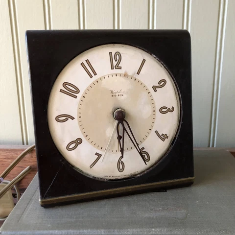 Bakelite Westclox Big Ben Electric Table Clock Model S6-D No Face Glass Cover
