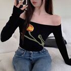 Spicy Girl Long Sleeve Camisole Knitted Crop Tops Long Sleeve T-shirt  Women