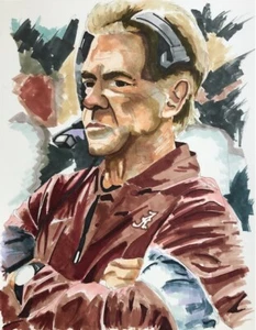 SEC SPORTS PLAYER PRINT of Alabama Head Coach Nick Saban by Michael Brown - Picture 1 of 1