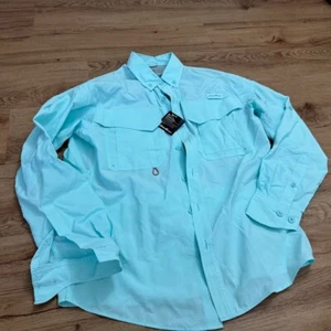 EDDIE BAUER Shirt Mens Small Blue King Salmon Long Sleeve Fishing Outdoor Vented - Picture 1 of 7