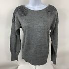 Elle Sweater Women's Size XS Long Sleeve Round Neck Glitter Gray Casual