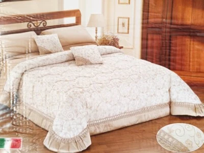 Trapunta piumone matrimoniale invernale El Charro con macramè e passanastro.A389 - Immagine 1 di 4