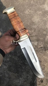 MJ CUSTOM HANDGEFERTIGT D2 STAHL JAGD KROKODIL DUNDEE BOWIE MESSER MIT Hülle - Bild 1 von 5