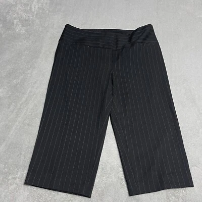 Pantalones Karen Kane Mujer 8 Vestido Negro Pin Rayas Capri Corto Cintura Alta Elástico Foto 1 de 4