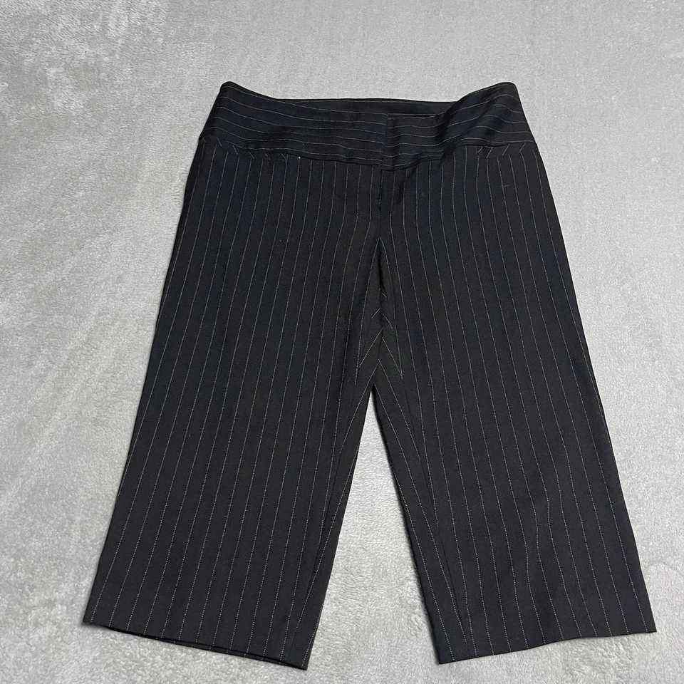 Pantalones Karen Kane Mujer 8 Vestido Negro Pin Rayas Capri Corto Cintura Alta Elástico Foto 1 de 4