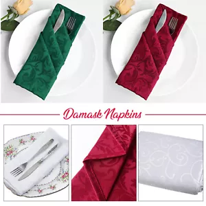 Damask Cloth Napkins Jacquard Dining Serveittes Festive Party Table Linen Decor - Picture 1 of 23