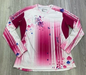 Salomon Womens Guinness Performance Pullover Top Pink Stripe Stretch Vented L - Picture 1 of 11