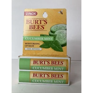 Burt's Bees Beeswax Lip Balm Moisturizing Cucumber Mint 2 Balms 0.15 oz each - Picture 1 of 3