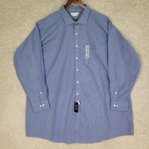 Van Heusen Shirt Men's 4XL 20 35/36 TALL Blue Gingham Button-Up Long Sleeve NEW - Picture 1 of 9