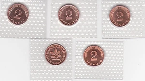 BRD 2 Pfennig in Stempelglanz und Folie (Wählen Sie zwischen 1974 -2001 ) - Bild 1 von 1