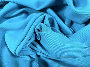 Ottoman Fine Rib Stretch Spandex Jersey Fabric, Per Metre - Plain - Turquoise - Picture 1 of 3