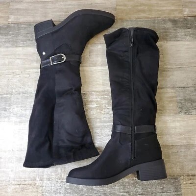 Lifestride Brooks Womens Riding Boots Sz 7 W Block Heel Black Knee High Boots - Image 1 of 4