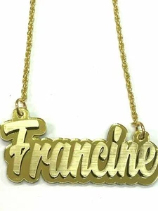 Name Plate Custom Name Necklace Personalized Nameplate Gold With Diamond Look! - Picture 1 of 12
