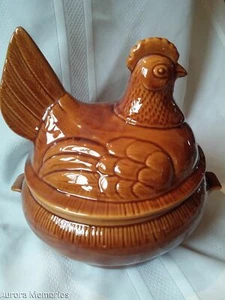 Big Vintage California Pottery Lidded Chicken Soup Server Dish Farmhouse Decor - Picture 1 of 8