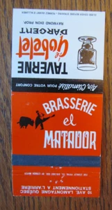 FUNDA TAURINA MATCHBOOK: EL MATADOR BRASSERIE QUEBEC CITY MATCHCOVER -D21 - Imagen 1 de 1