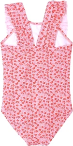 LIZENS Girls Swimsuit One Piece Ruffle Bathing Suit Size 8-9 Yrs Pink/Red - Picture 1 of 6