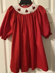 ROYAL CHILD Dress 4T Girls Red LS Smocked Bodice Lady Bugs EUC - Picture 1 of 7