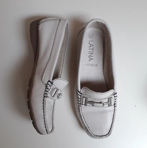 LATINA mocassini bianchi in pelle n. 38 scarpe donna con fibbia argento loafers - Foto 1 di 14