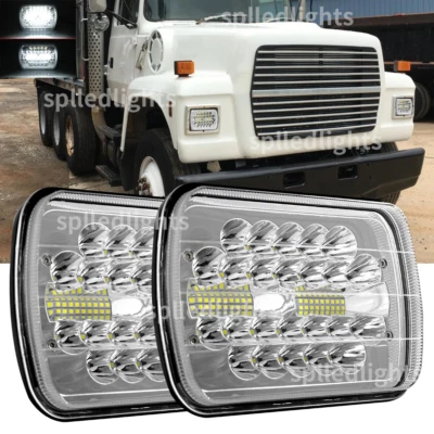 Fit For Ford L9000 L800 LN700 Trucks 2PC 7x6" 5x7 LED Headlight High/Low Beam - Image 1 of 4