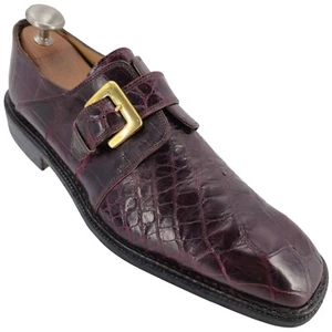 Vintage David Eden Exotic Alligator Burgundy Monk Strap Loafer Men 12 Dress Shoe - Bild 1 von 12