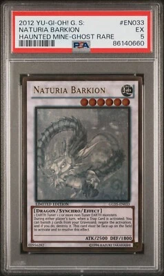 2012 YuGiOh Gold Series Haunted Mine Naturia Barkion GLD5-EN033 Ghost Rare PSA 5 - Image 1 of 2