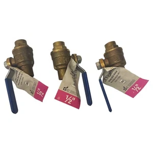 Válvula de bola de latón sin plomo Everbilt de 1/2". 870066 (Pack de 3) L - Imagen 1 de 5