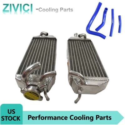 For SUZUKI RM250 RM 250 1996-2000 1997 98 99 00 Aluminum R&L Radiator+Blue Hose - Image 1 of 4