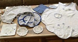 Homemade Linen Kitchen Lot Apron Casserole Carry Tablecloth - Picture 1 of 13