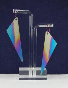 TITANIUM EARRINGS HANDMADE BY SELLER WITH ELECTRICITY HYPOALLERGENIC 2-3/4" LONG - Picture 1 of 1