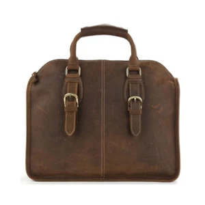 Handmade Vintage Leather Laptop Satchel Handbag - Picture 1 of 5