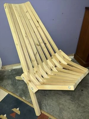 Wooden Folding Chair for Outdoor, Low Profile Oak Wood Lounge Chair - Image 1 of 4