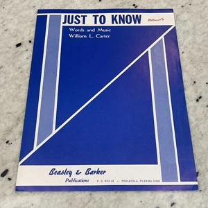 Just To Know Vintage Sheet Music William Carter 1968 Shaped Notes Beasley 1972 - Picture 1 of 4