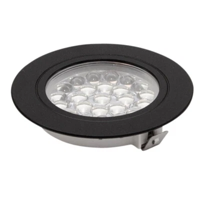 LED 12V - 2W RECESSED DOWNLIGHTS BLACK FINISH CAMPERVAN CARAVAN MOTORHOME LIGHT - Image 1 of 2