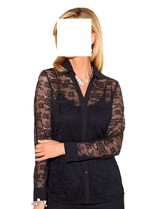 Mona Spitzen Bluse schwarz in klassischer Form Gr. 42, Gr. 44 0316060558 - Bild 1 von 5