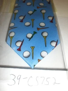CHILDREN'S NECK TIE 13" BLUE GOLF 39-CS752 ADJUSTABLE - Picture 1 of 3