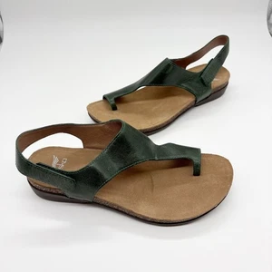 Dansko Reece Sandals Leather Green Toe Ring Adjustable Slingback Size 37 Comfort - Picture 1 of 9