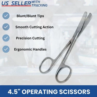 Tijeras de disección operativas de 4,5" instrumentos quirúrgicos curvos romos/romos romos Foto 1 de 4