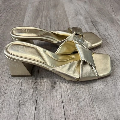Marc Fisher LTD Calia Nudo Torcido Cuero Tacones Dorado Talla 10 Foto 1 de 4