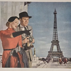 1953 TWA Airlines Tourists in Paris Camera & Map Print Ad 8 x 11" - Picture 1 of 4
