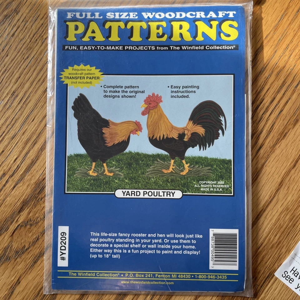 Patrones artesanales de madera para aves de corral de patio #YD209 de Winfield Collection SIN CORTAR Foto 1 de 1