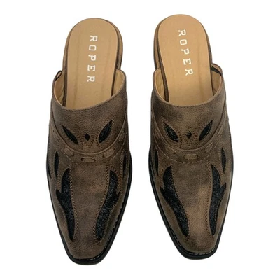 Roper Beth Snip Toe Mule Brown/Black Glitter US Women's 8.5 - Image 1 of 4