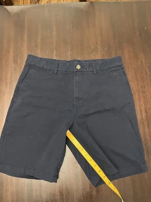 Pantalones Cortos Antiguos Azul Marino Frente Liso Para Hombre Talla 33 Informales Algodón Sarga Verano Foto 1 de 4