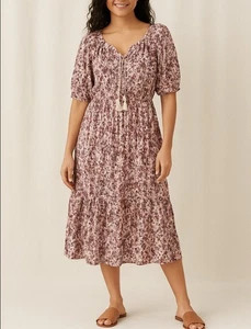 Beach Lunch Lounge Dress Womens L Tiered Tassel Cottagecore Peasant Boho NWOT - Picture 1 of 16