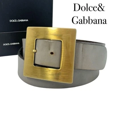 Cinturón de cuero gris dorado Dolce Gabbana D G para hombre DOLCE&GABBANA DOLCE GABBANA Foto 1 de 4
