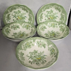 Juego de 6 cuencos de sopa de cereal Enoch Wedgwood Tunstall Ltd verde "Kent" - Imagen 1 de 4