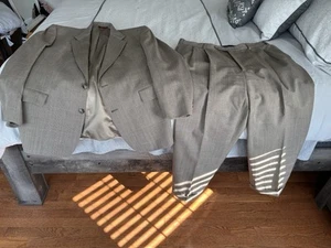 Hart Schaffner Marx Suit Men 44R 38x28 Brown/Beige Prince Of Wales Glen Check - Picture 1 of 22