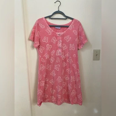 Vestido Camisa Estampado Mariposa Rosa Algodón Fresh Produce Vintage Talla S Foto 1 de 4